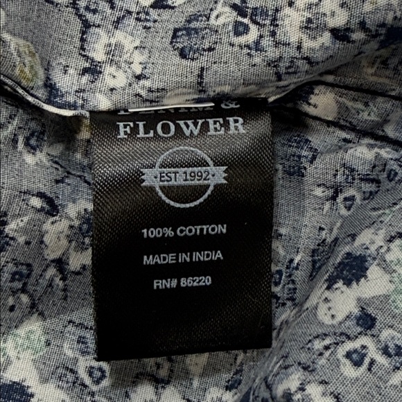 Denim and Flower NWT Navy Blue Floral Printed Poplin Slim Fit Button Down Shirt - Picture 10 of 10